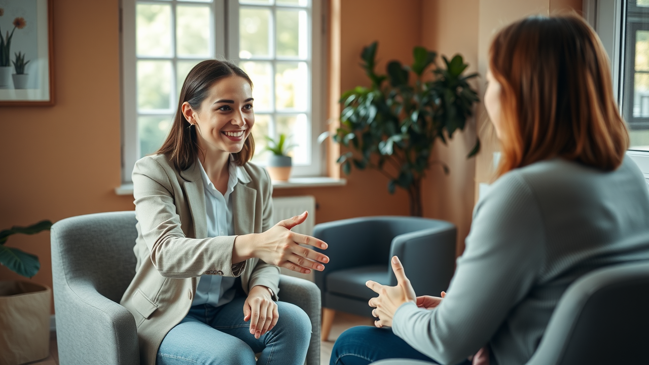confident counsellor shakes hands with new client — first counselling session expectations
