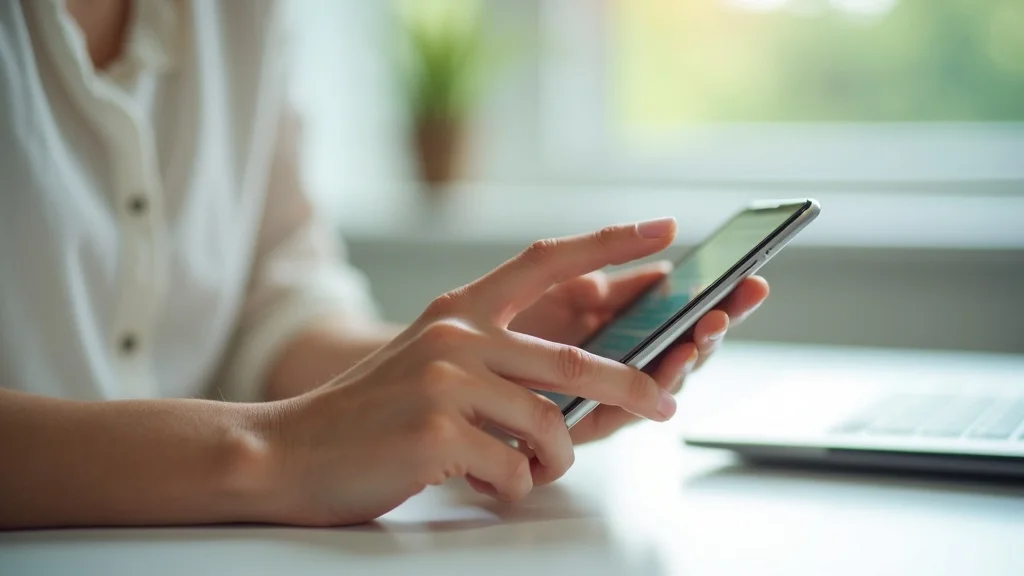 Close-up of adult using a smartphone app to schedule meals, supporting effective ADHD impulse eating management and structured eating patterns.