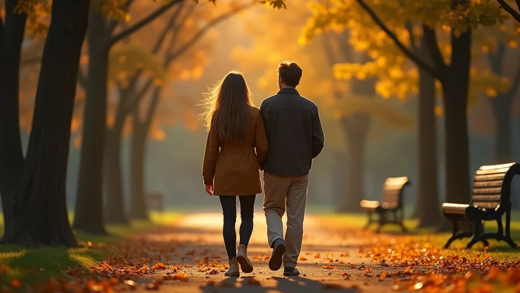 Reflective couple walking in a park after infidelity—showing introspection, patience, and the real pace of couples infidelity recovery