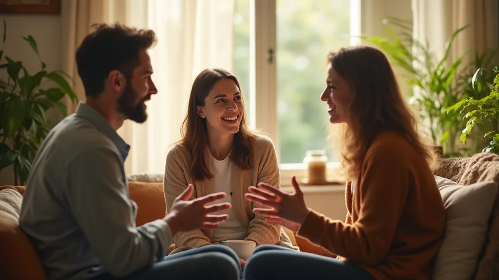 Warm and inviting therapist leading a couples therapy session with a reassuring smile, signifying the genuine connection central to effective couples counselling
