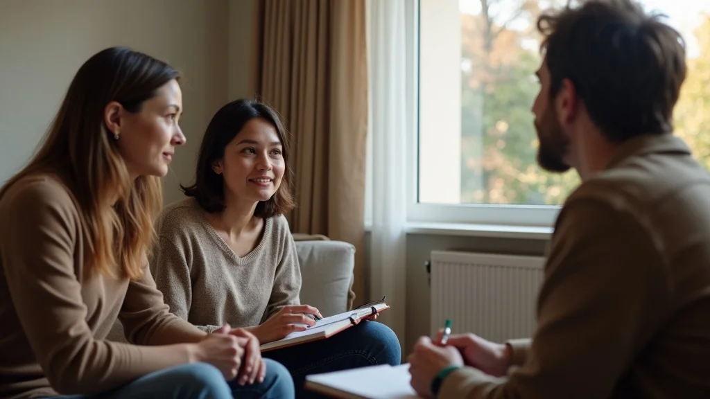 Couple and therapist during FAQ session about infidelity counselling in Henfield