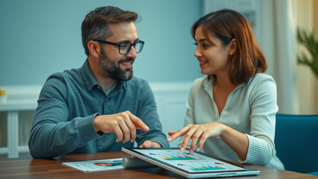 neurodiverse couple using communication aids collaboratively in therapy setting