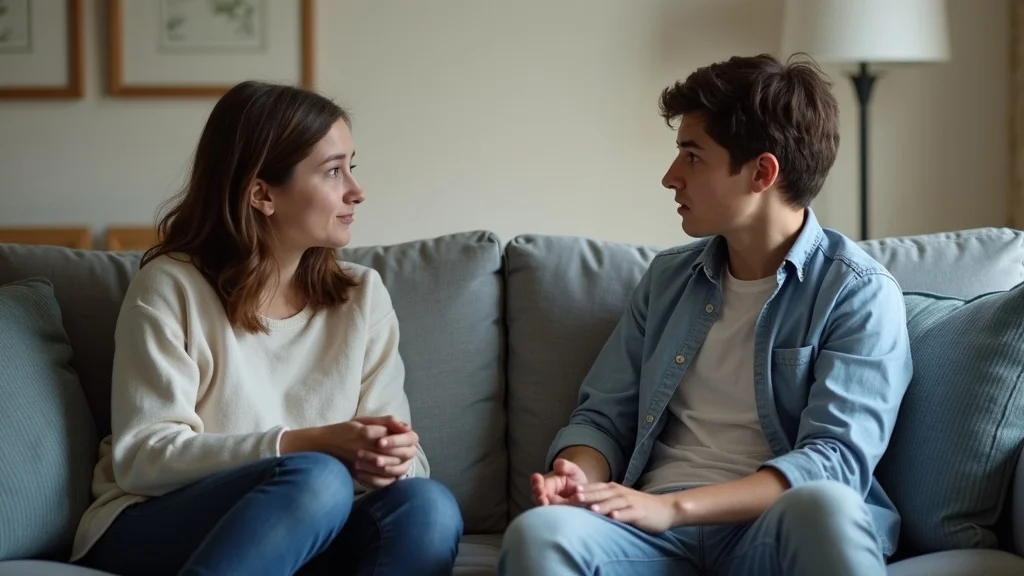 Concerned stepparent listening to teenager in a Brighton home, fostering open communication after step parent counselling