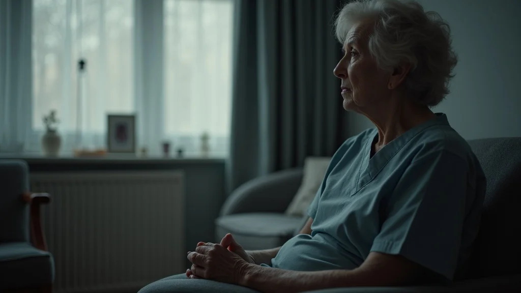 Emotional impact of caregiving relationship imbalance: adult caregiver sits alone, quietly reflecting on the personal and emotional toll of long-term caregiving.
