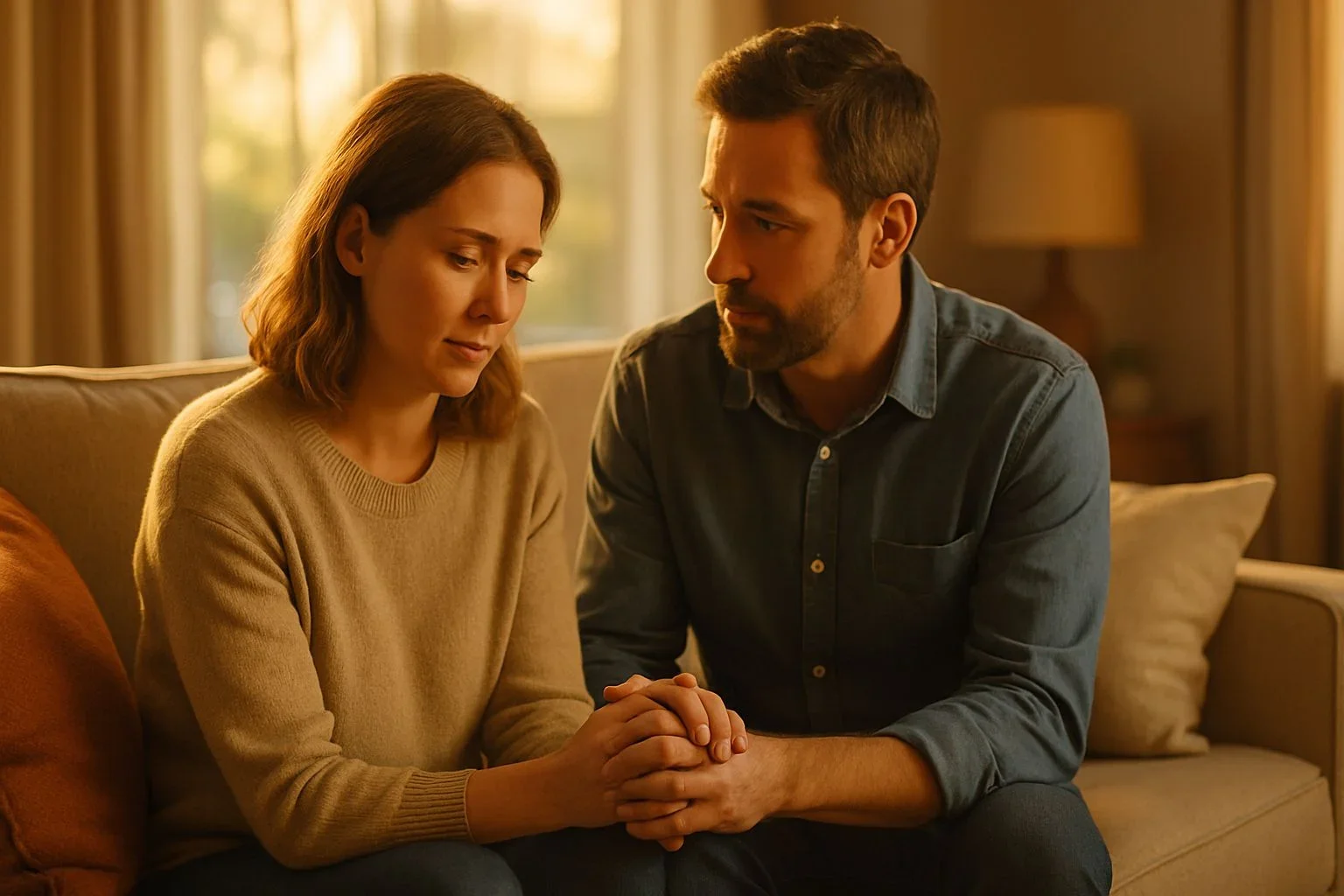 supportive couple handling psychological impact of trauma together in counselling