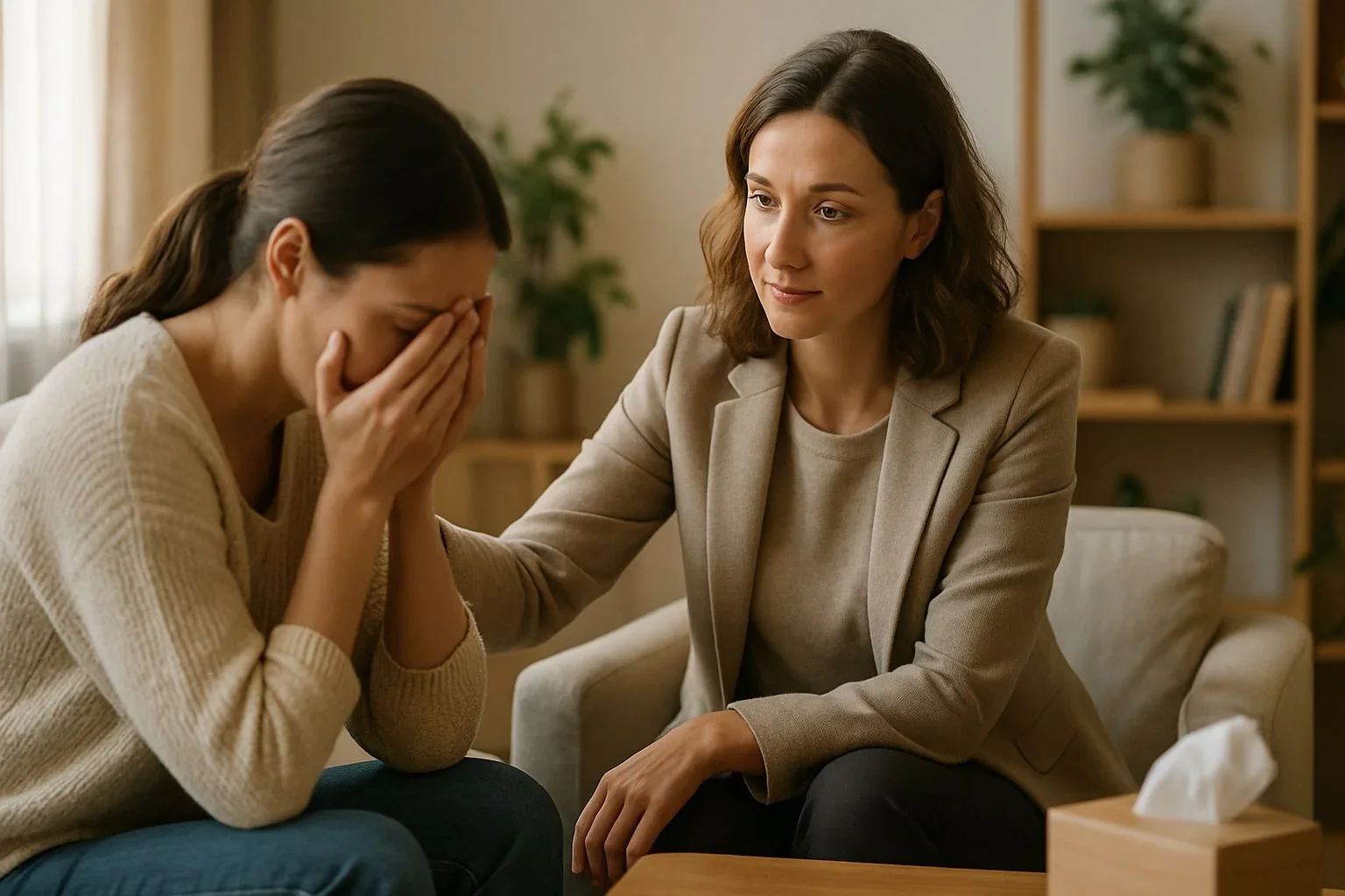 trauma-informed counselling for couples in the UK, professional therapist supporting client with relationship stress