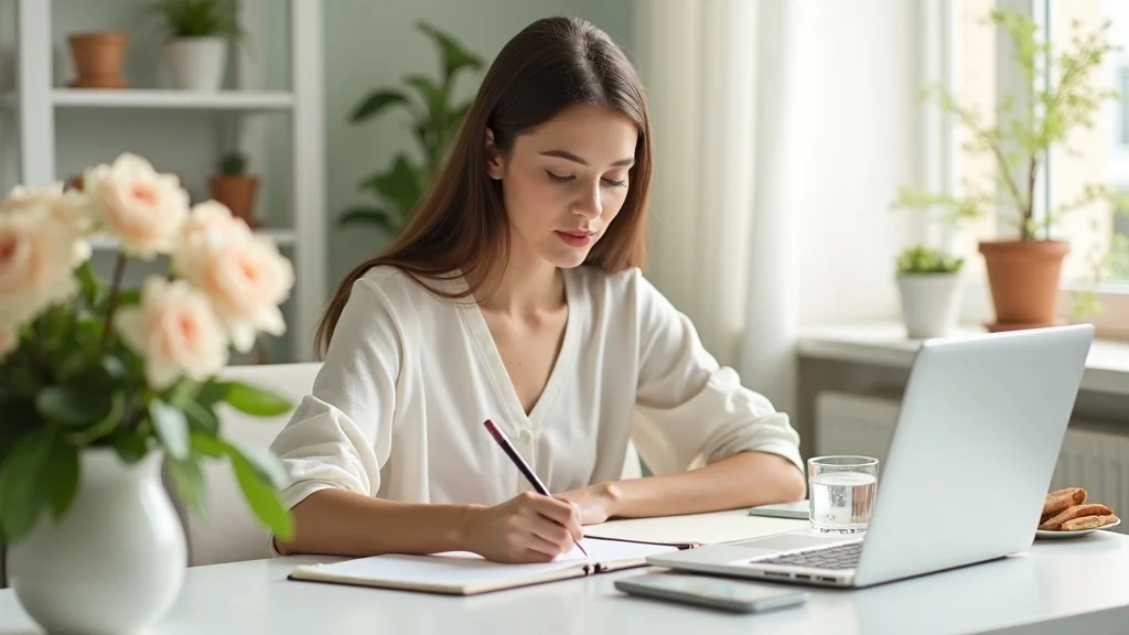 Woman recording symptoms in a diary for perimenopause counselling and emotional support in Brighton